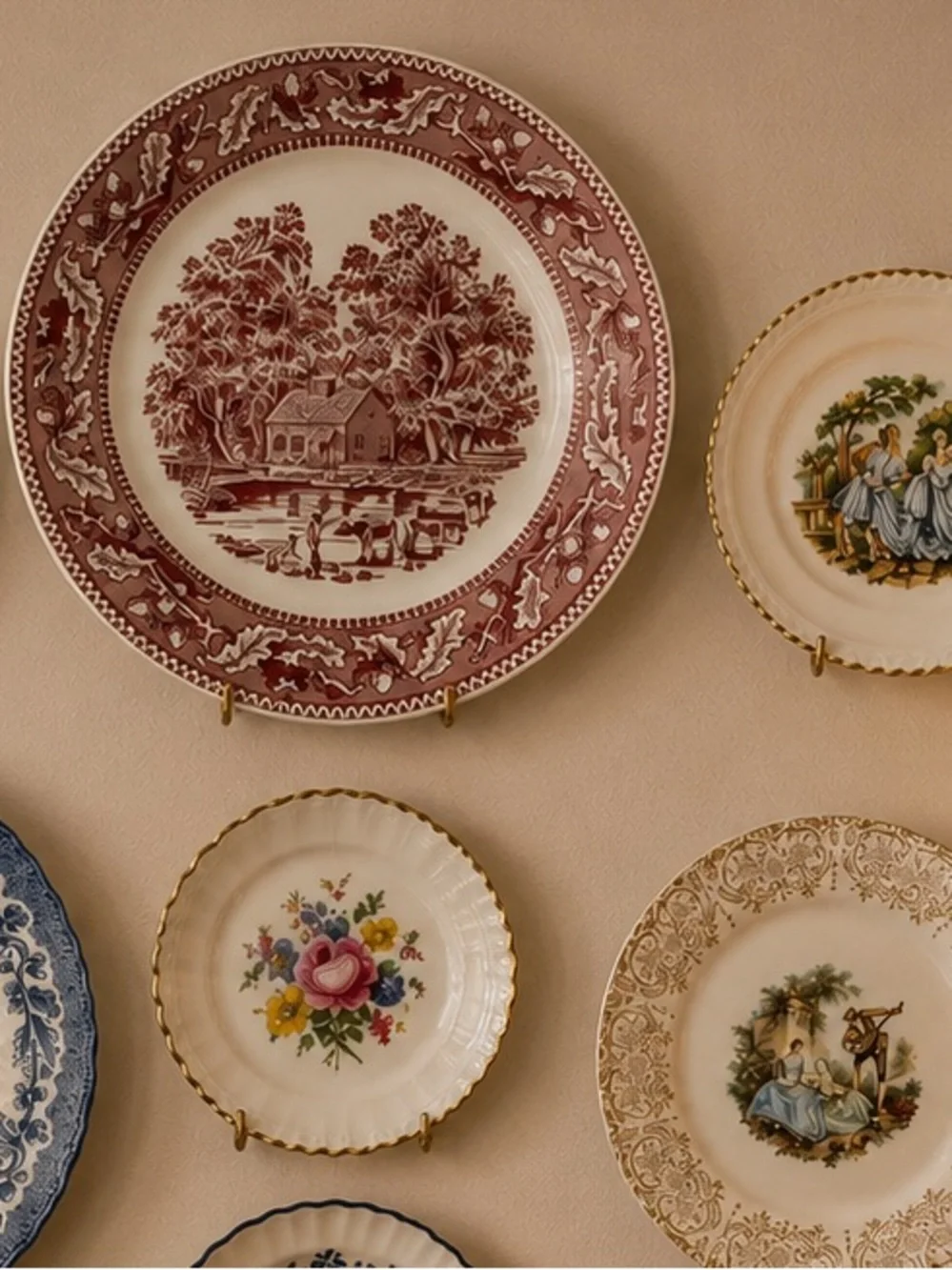 Vintage Memory Lane Red Transferware Plate English Cottage Grandmillennial USA
